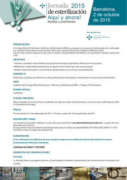 Jornada de esterilización - Col·legi Oficial d`Infermeria de Barcelona