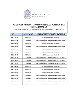 resultados primera etapa prueba especial admisión 2016 escuela