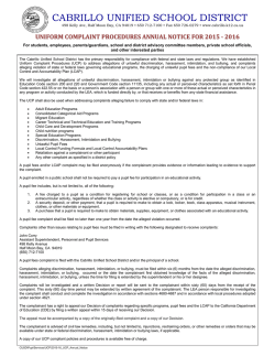 Sample UCP Annual Notice - Uniform Complaint Procedures (CA