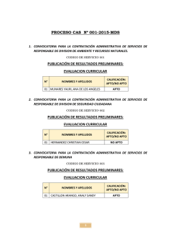 Resultados Preliminares CAS 2015