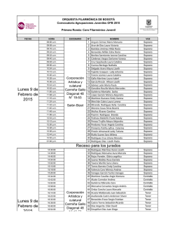 Horario Audiciones Coro Juvenil 2015