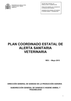 Plan Coordinado Estatal Alerta Sanitaria Veterinaria mayo 2015
