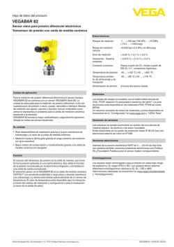 Data sheet - VEGABAR 82 - Sensor slave para presión diferencial