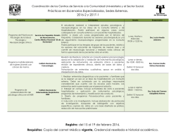 Registro: del 15 al 19 de febrero 2016. Requisitos: Copia del carnet