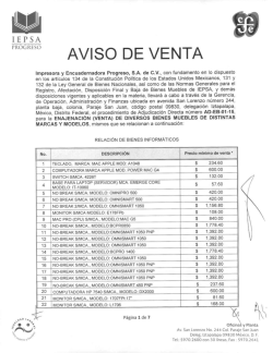 AVISO DE VENTA - Impresora y Encuadernadora Progreso