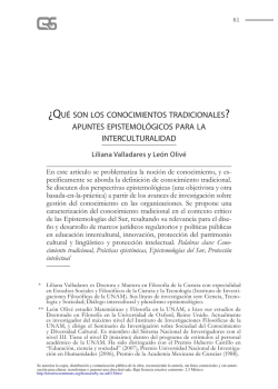 ¿qué son los conocimientos tradicionales apuntes epistemológicos