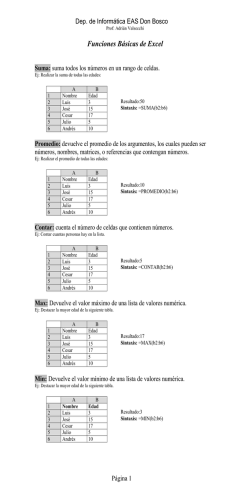 Apuntes Funciones de Excel - Escuela Agrotécnica Salesiana Don