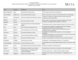Liste des participants - Meta60 - Département de linguistique et de