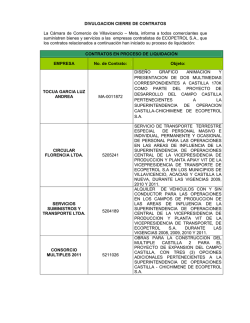divulgacion inicio de contratos - C&aacute;mara de Comercio de Villavicencio
