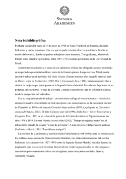 Premio Nobel de literatura 2015: Nota biobibliográfica