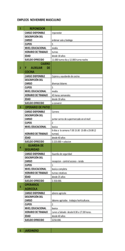 empleos noviembre masculino reponedor cajero