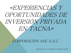 «EXPERIENCIAS Y OPORTUNIDADES DE INVERSION PRIVADA