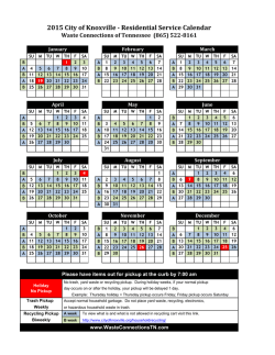 2015 City of Knoxville - Residential Service Calendar