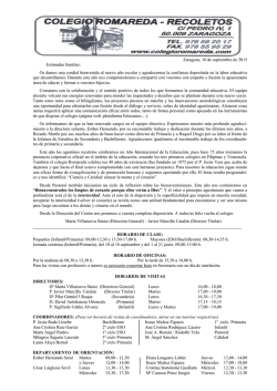 Zaragoza, 10 de septiembre de 2015 Estimadas familias: Os damos