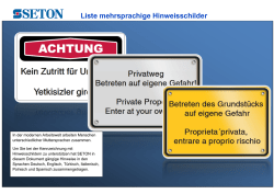 Liste mehrsprachige Hinweisschilder
