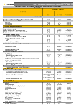 Cargos y Comisiones para Individuos y Personas Jurídicas sin fines