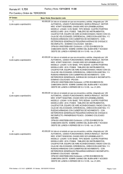 Remate Nº: 1.731 Por Cuenta y Orden de