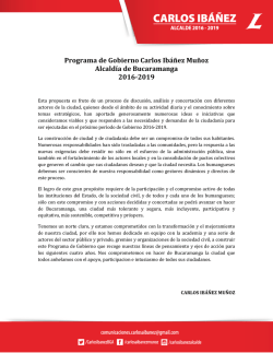 Programa de Gobierno Carlos Ibáñez Muñoz Alcaldía de