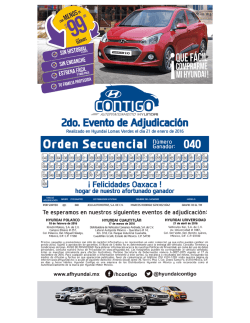 2do. Evento de Adjudicación - Autofinanciamiento DHM, SA de CV