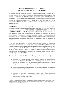 ASESORIA Y SERVICIOS GIS S.A. DE C.V. AVISO DE PRIVACIDAD
