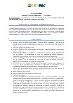 Convocatoria Junta General de Accionistas 2015