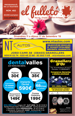 Divendres 11 a dijous 17 de Setembre `15