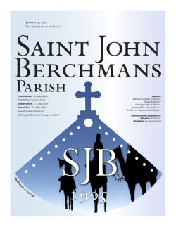 January 3, 2016 The Epiphany of the Lord