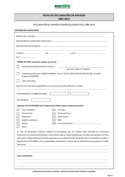 FICHA DE DECLARACIÓN DE ENVASES AÑO 2015