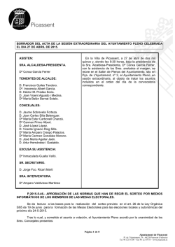 borrador del acta de la sesión extraordinaria del ayuntamiento