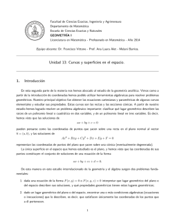 Unidad 13: Curvas y superficies en el espacio. 1. Introducción