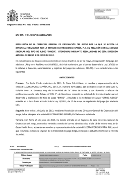 Electraworks Espa&ntilde;a, PLC - Direcci&oacute;n General de Ordenaci&oacute;n del