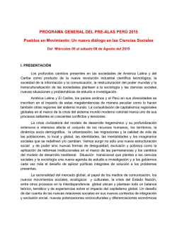 PROGRAMA GENERAL DEL PRE-ALAS PERÚ 2015 Pueblos en