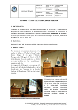 III SIMPOSIO DE HISTORIA - Sección Nacional del Ecuador del IPGH