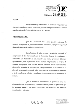 Resolución Rectoral 94/15 - Universidad Provincial de Córdoba