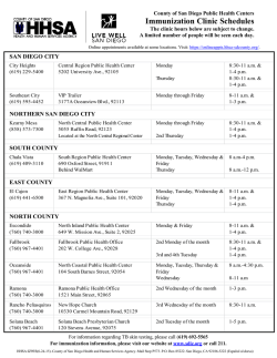 Immunization Clinic Schedules