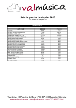 Lista de precios de alquiler 2015