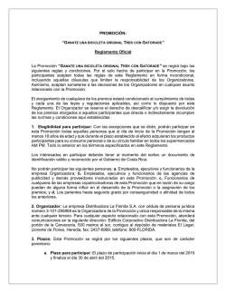 PROMOCIÓN: Reglamento Oficial siguientes reglas y condiciones