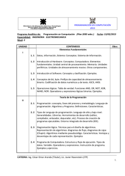 PROGRAMACIÓN EN COMPUTACIÓN 2015 CATEDRA: Ing. César