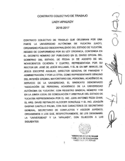 Contrato Colectivo de Trabajo UADY-APAUADY 2016-2017