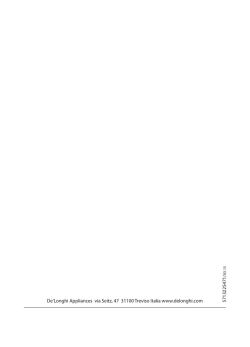 De`Longhi Appliances via Seitz, 47 31100 Treviso Italia www