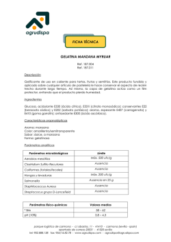 Ficha T&eacute;cnica Gelatina Manzana Myruar