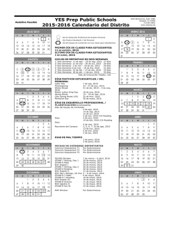 YES Prep Public Schools 2015-2016 Calendario del Distrito
