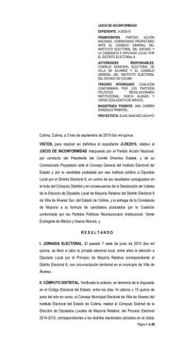 Colima, Colima, a 3 tres de septiembre de 2015 dos mil quince