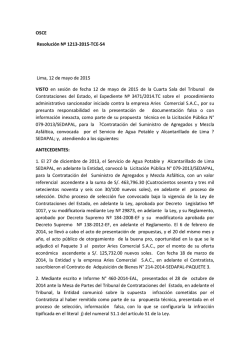 OSCE Resolución Nº 1213-2015-TCE