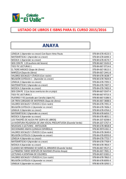 isbns 2015-2016 - Colegio El Valle
