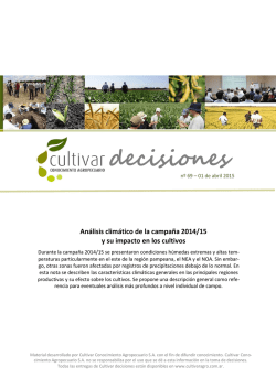 Análisis climático de la campaña 2014/15 y su impacto en los cultivos
