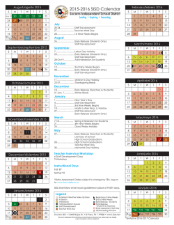 2015-2016 SISD Calendar - Socorro Independent School District