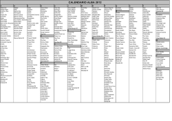 Listado de animales que aparecen en el calendario 2.012