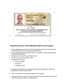 Requirements for Transit Mobility EASY Card Program