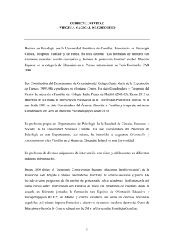CURRICULUM VITAE VIRGINIA CAGIGAL DE GREGORIO Doctora